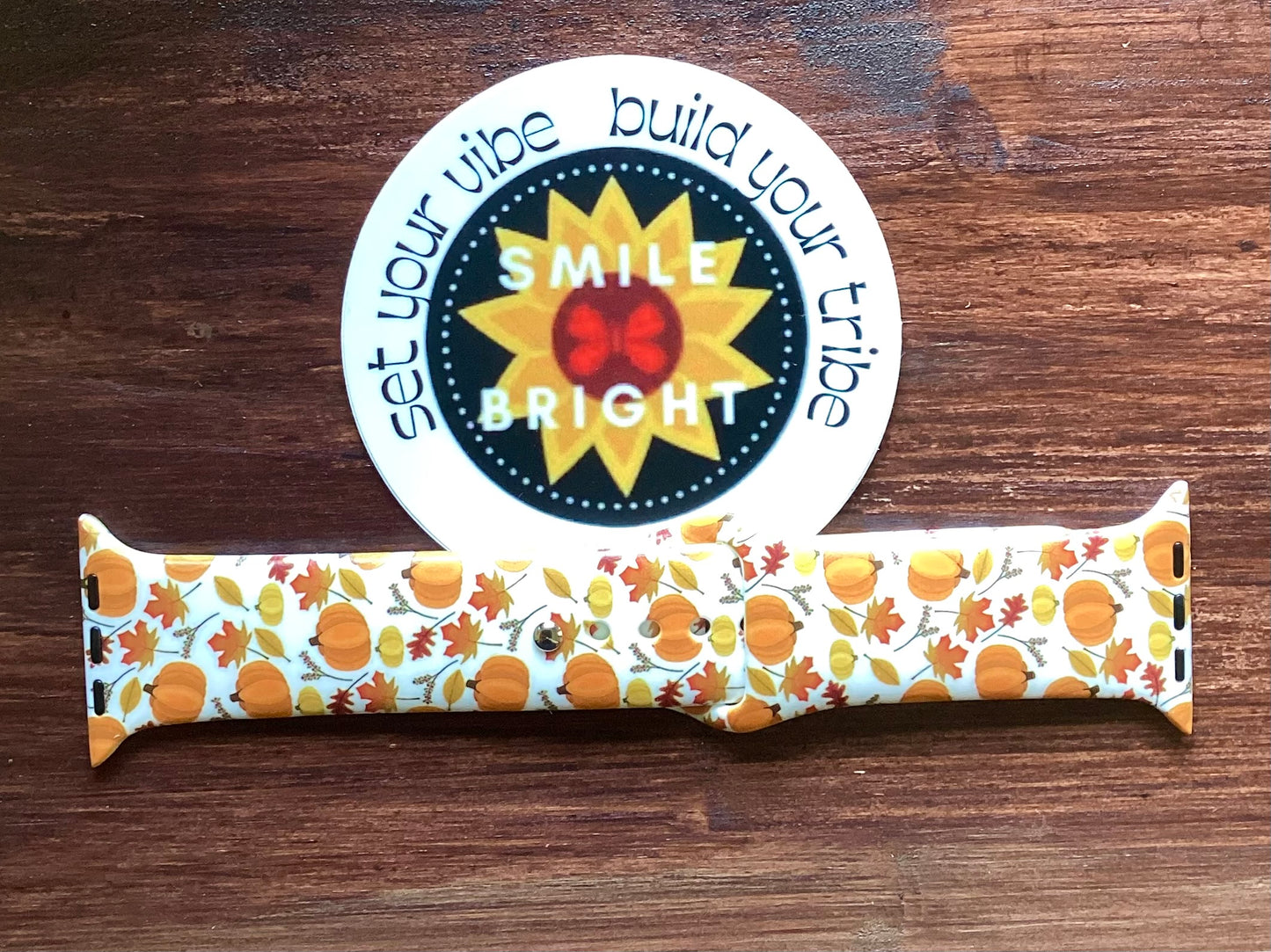 Fall white pumpkin watch band