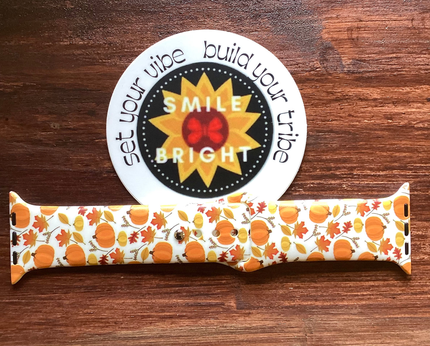 Fall white pumpkin watch band