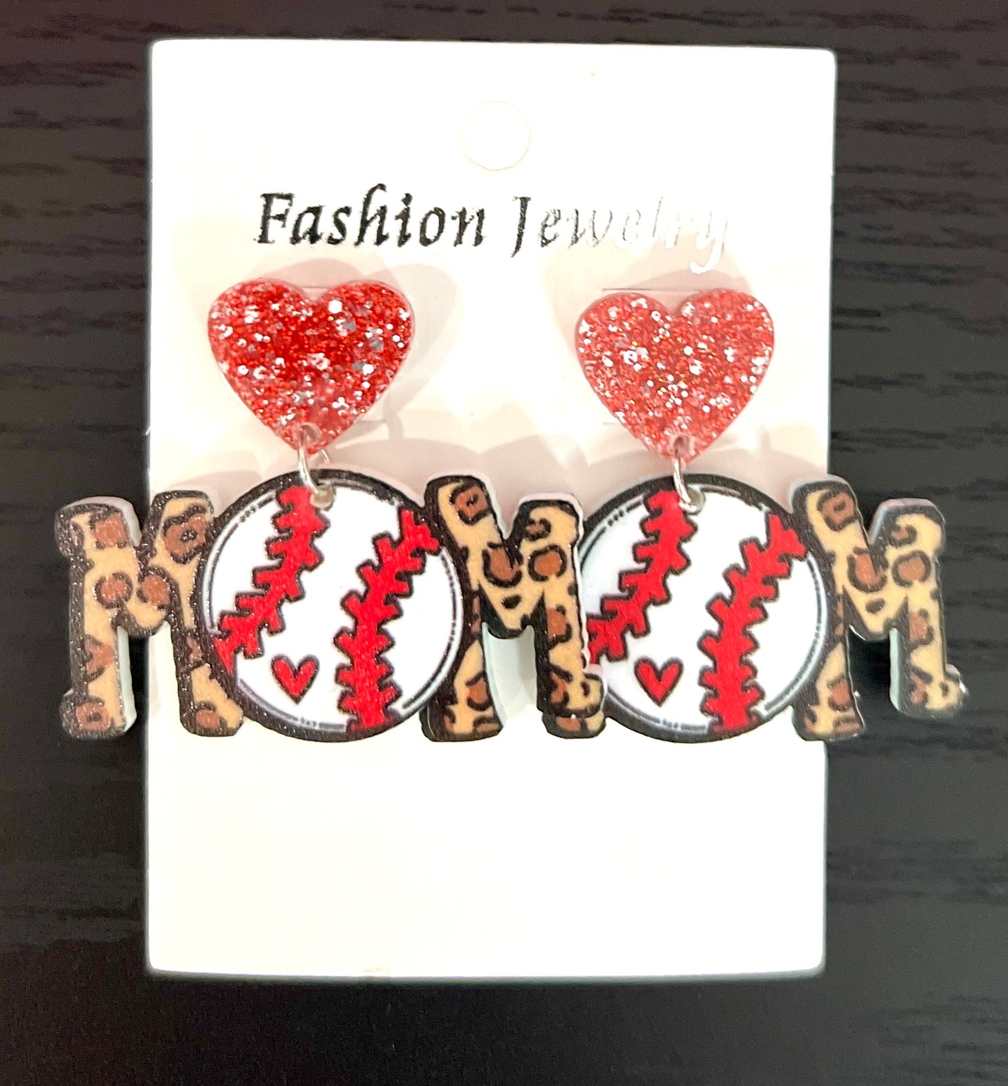 Leopard Baseball Mom Earrings