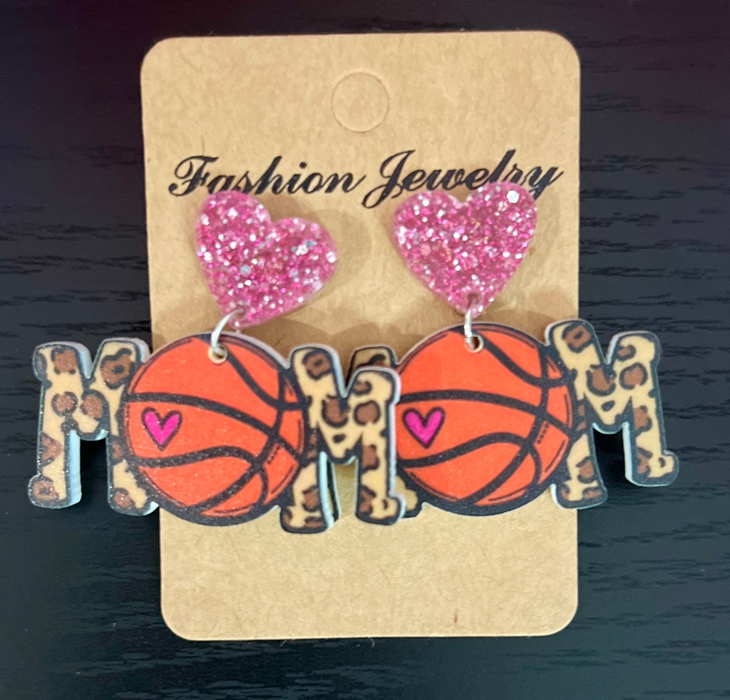 Leopard Basketball Mom Earrings