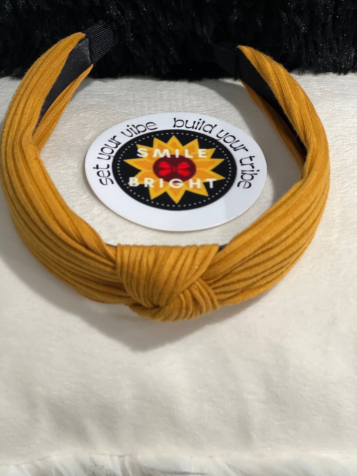 Mustard Yellow Cotton Top Knot headband