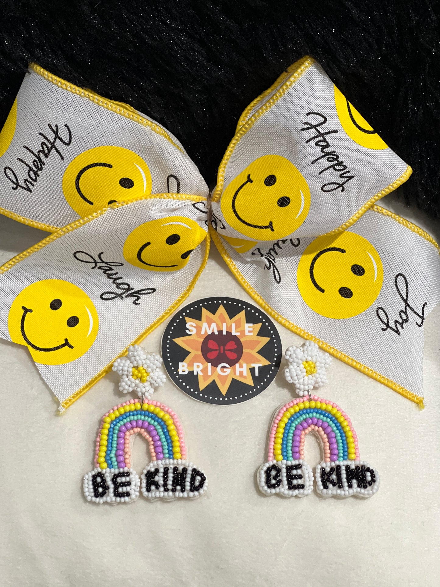 BE KIND seed bead earrings