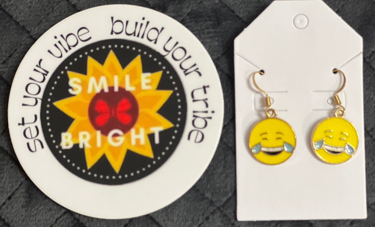 Smile Bright211 Handmade Earrings-Laughing Smiley