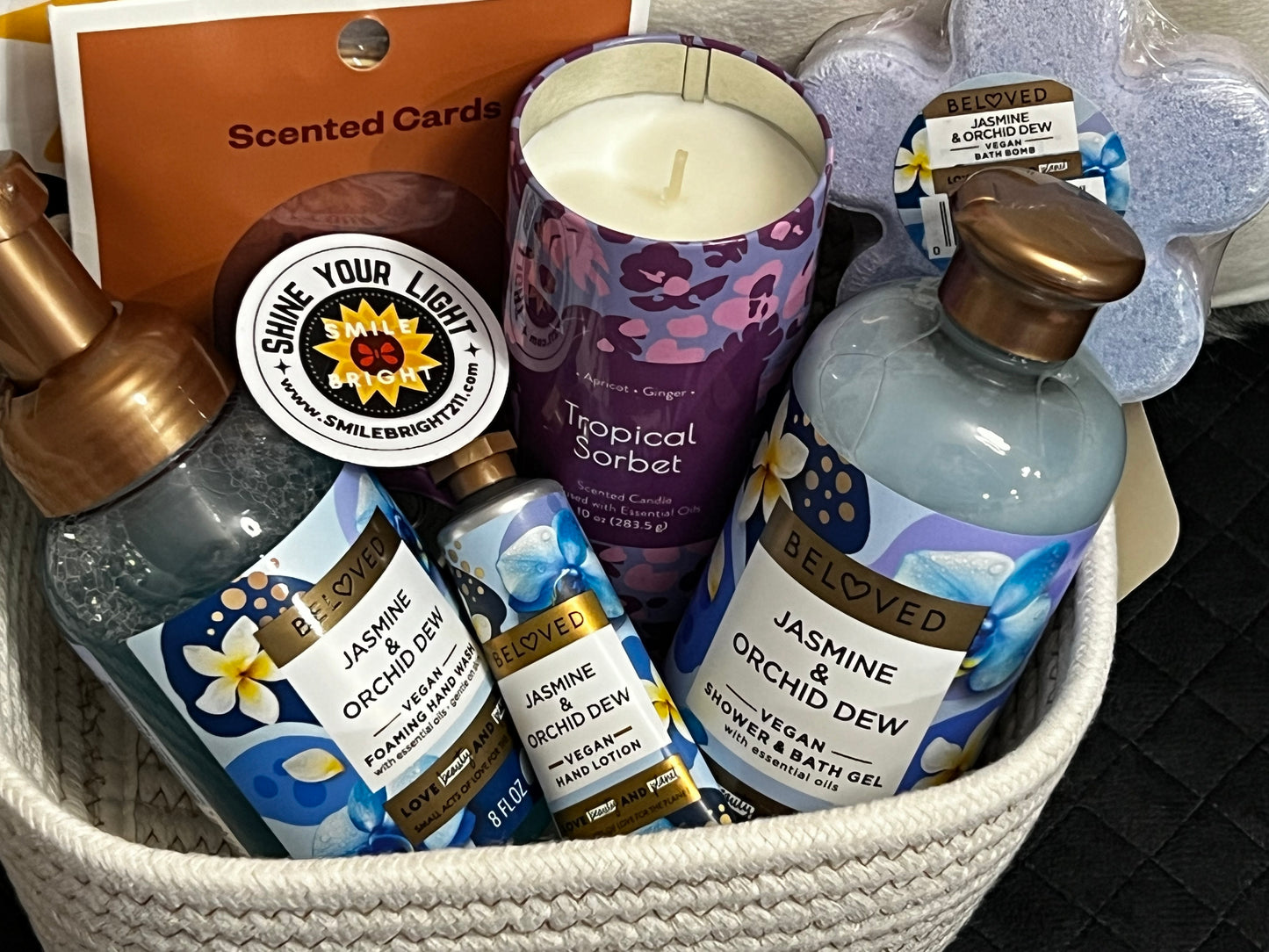 Smile Bright211 Custom Theme Gift Basket-Jasmine & Orchid Dew