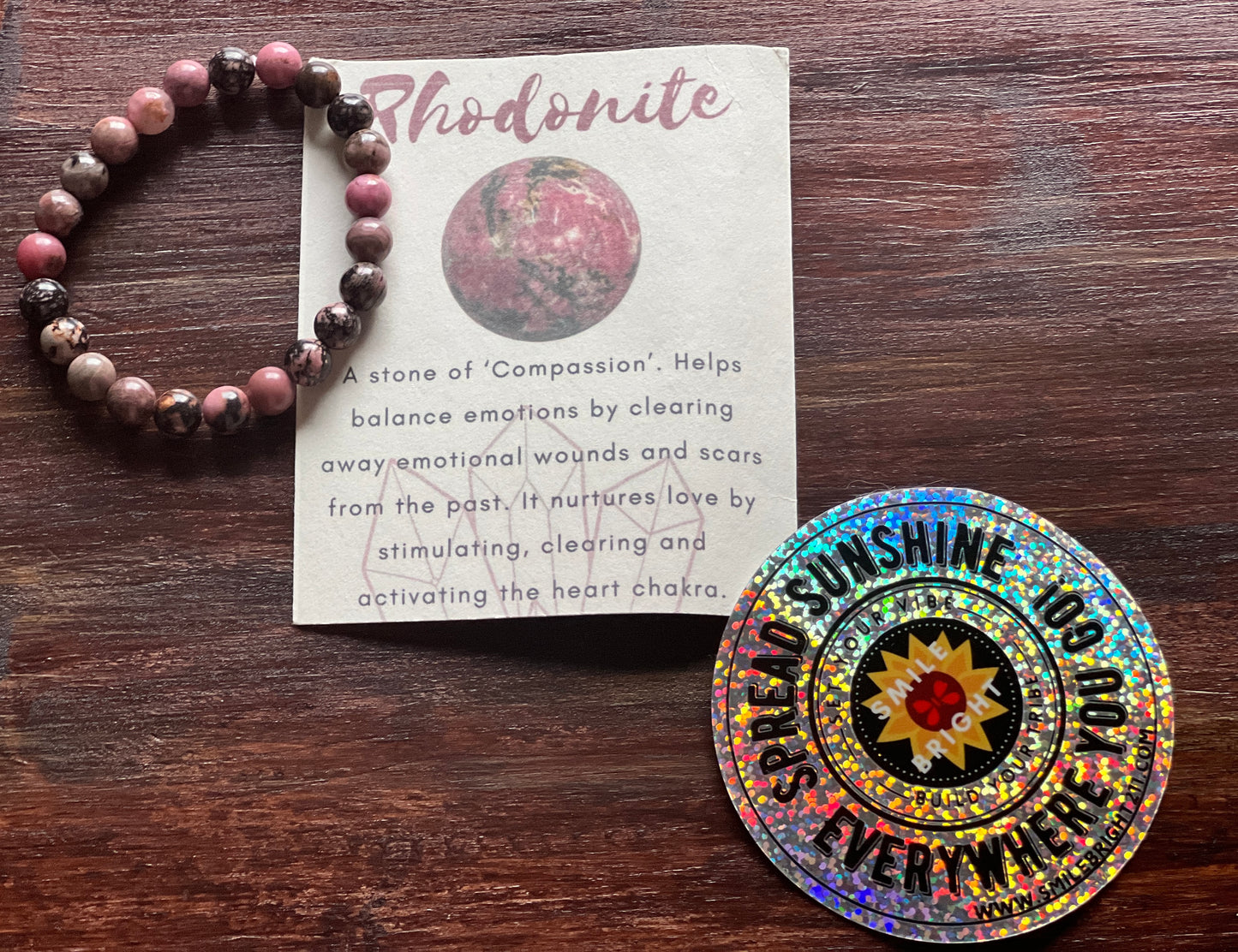 RHODONITE crystal stretch bracelet