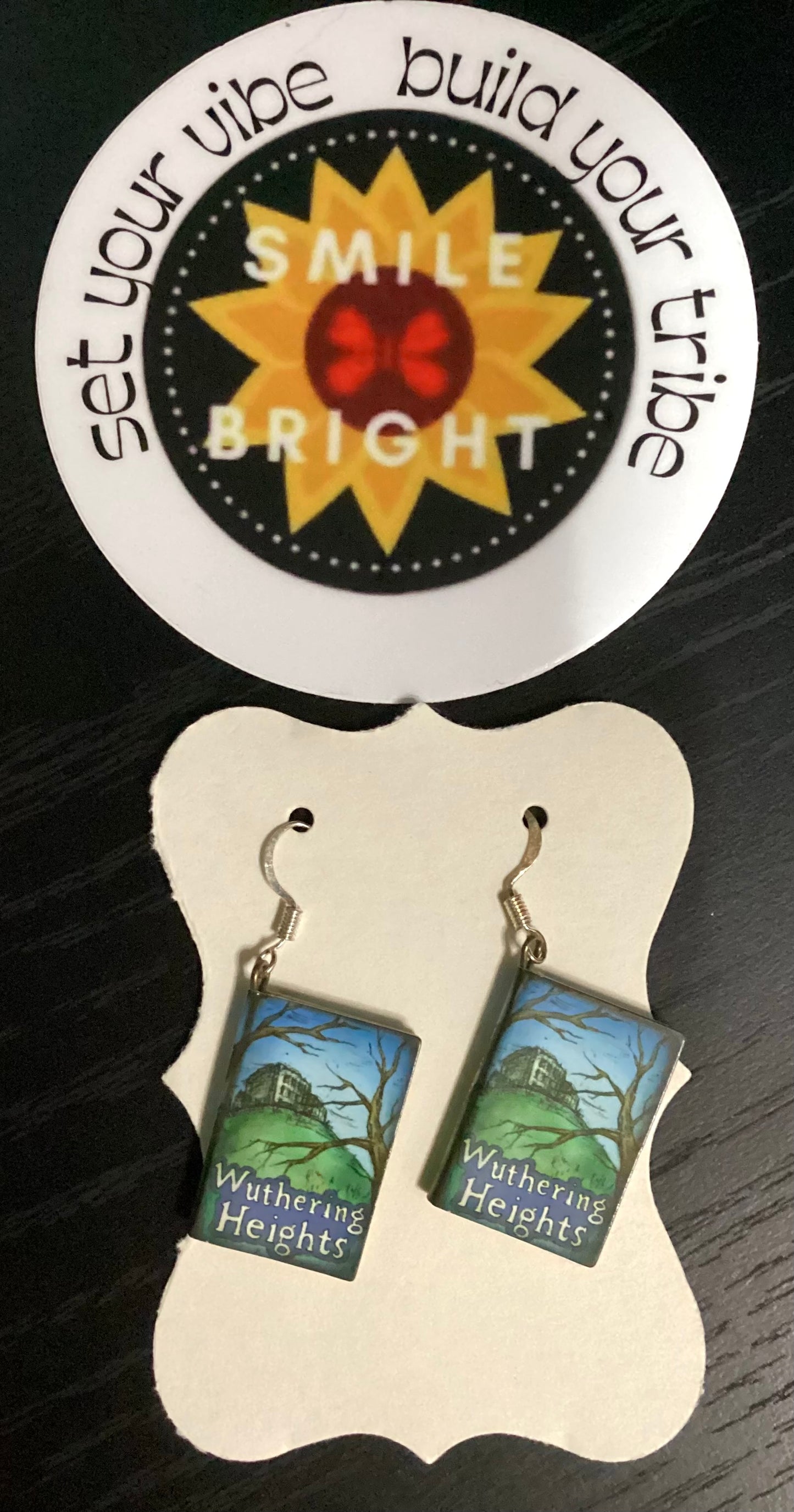 Smile Bright211 Handmade Earrings- Wuthering Heights Book