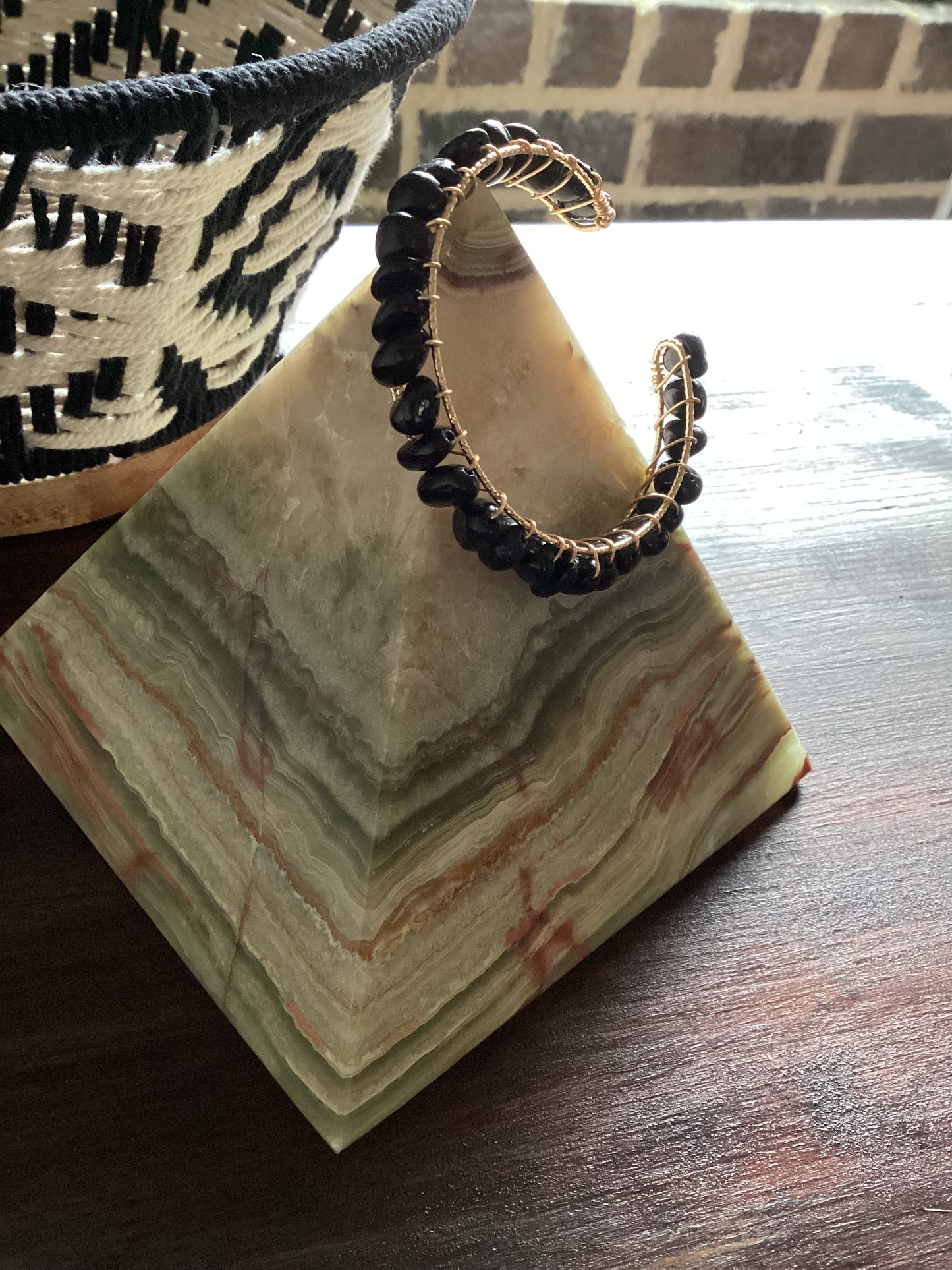 Black Tourmaline Bangle cuff bracelet