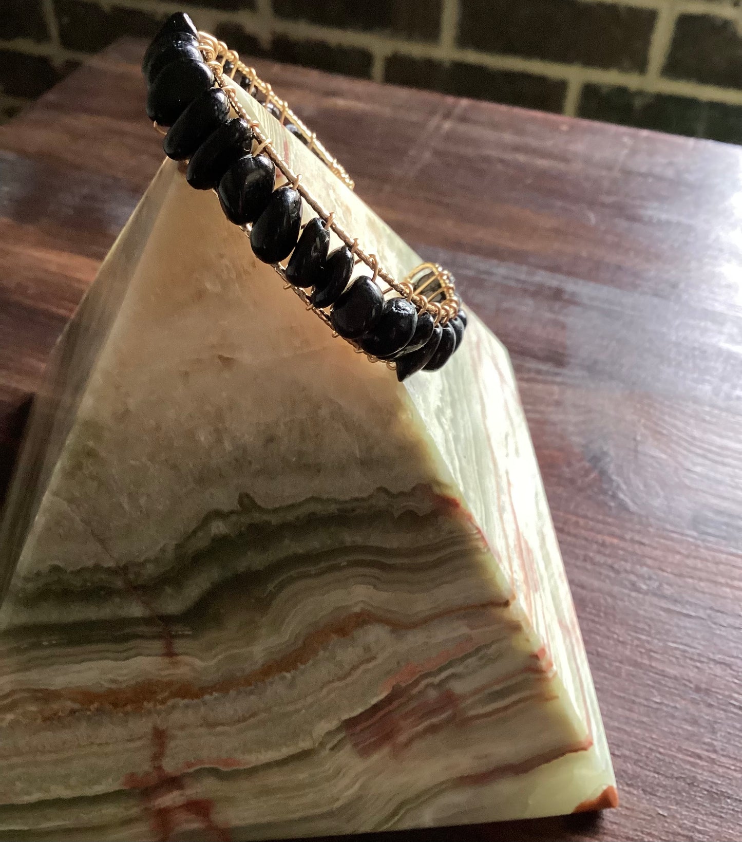 Black Tourmaline Bangle cuff bracelet