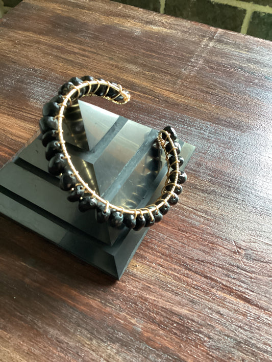 Black Tourmaline Bangle cuff bracelet