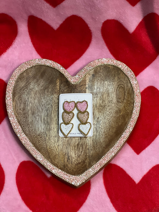 Triple Love Earrings-Pink