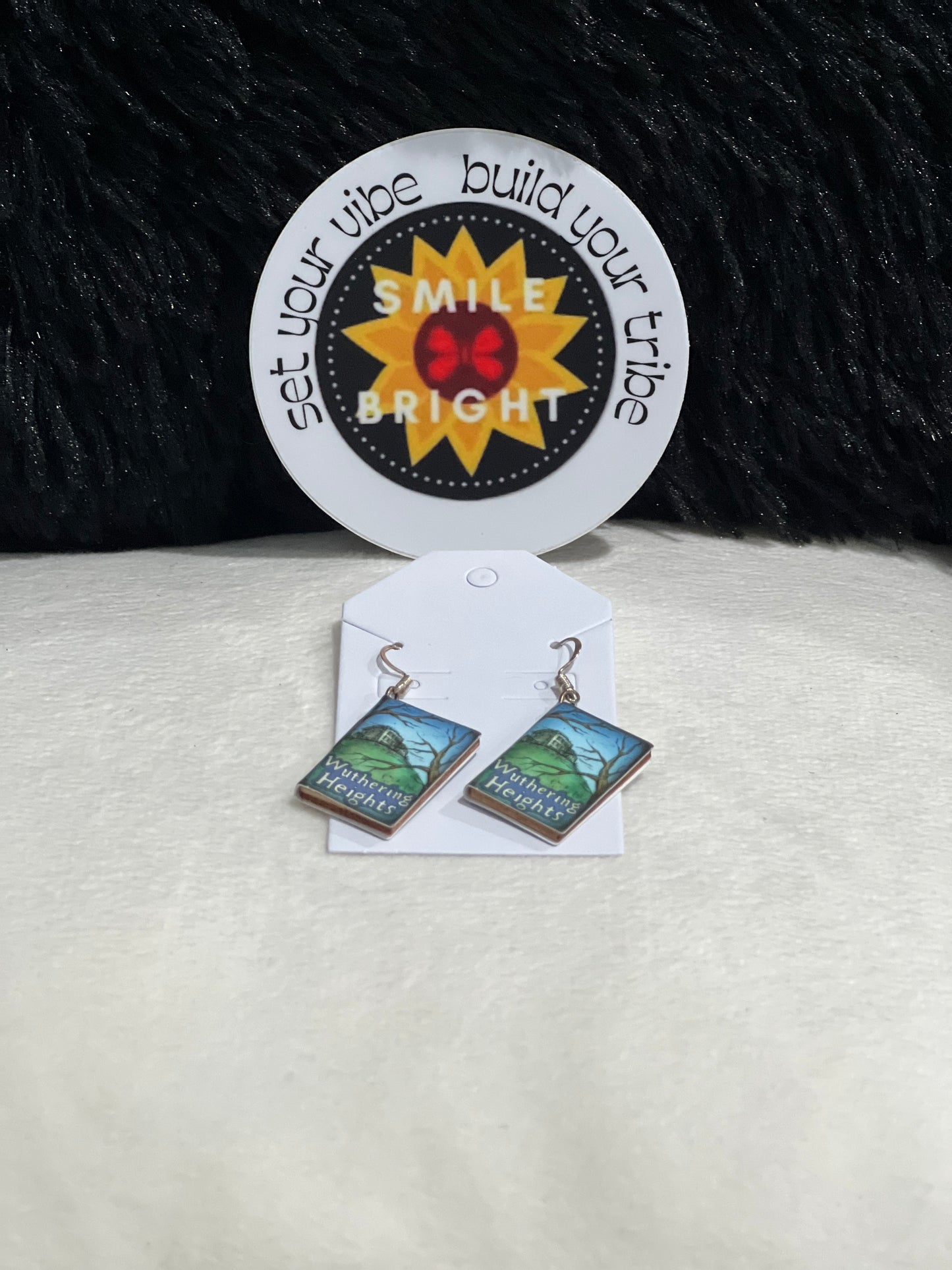 Smile Bright211 Handmade Earrings- Wuthering Heights Book