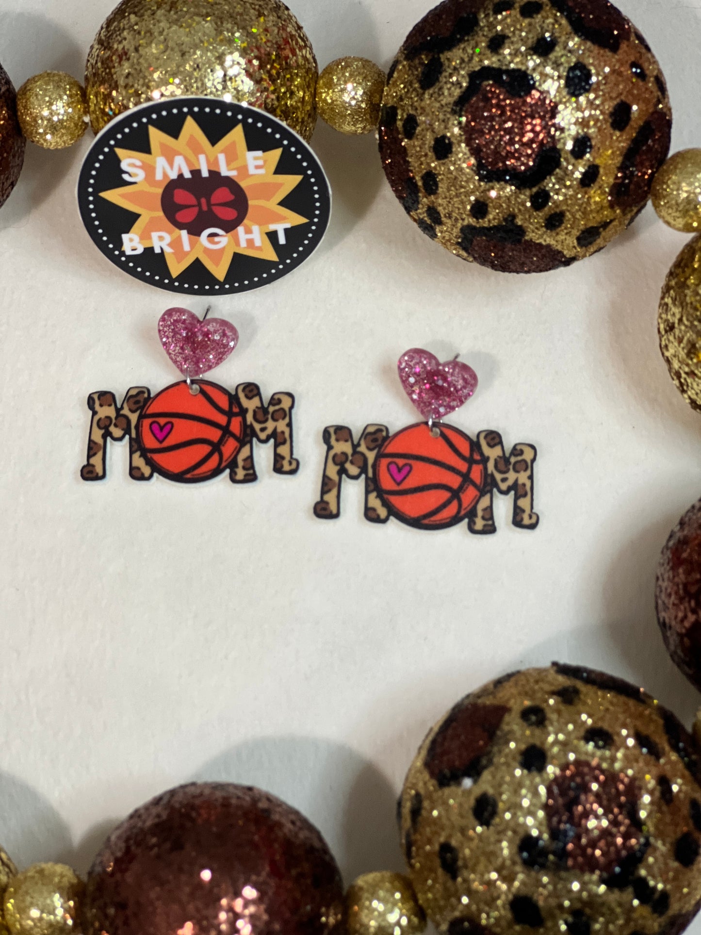 Leopard Basketball Mom Earrings
