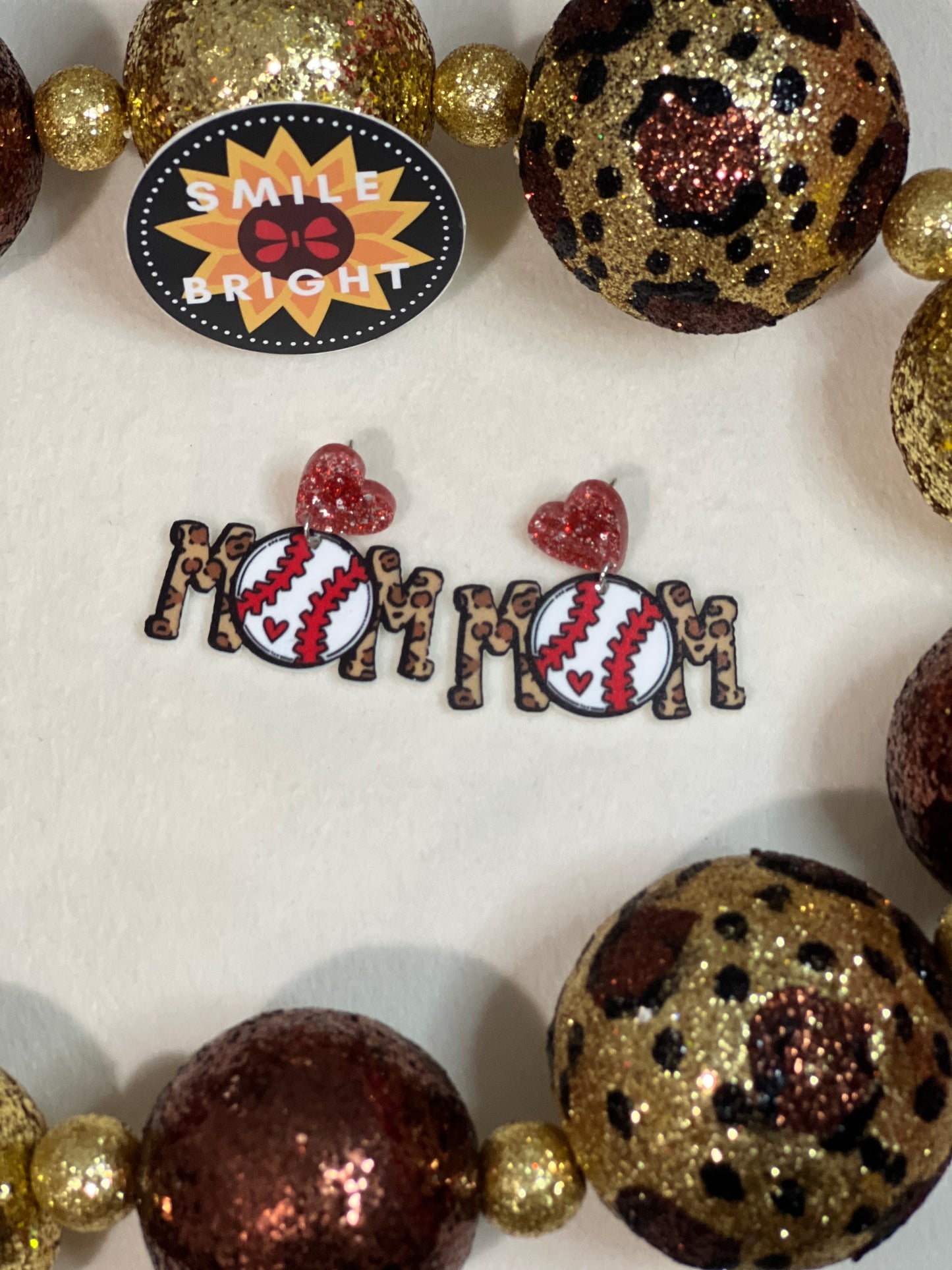 Leopard Baseball Mom Earrings