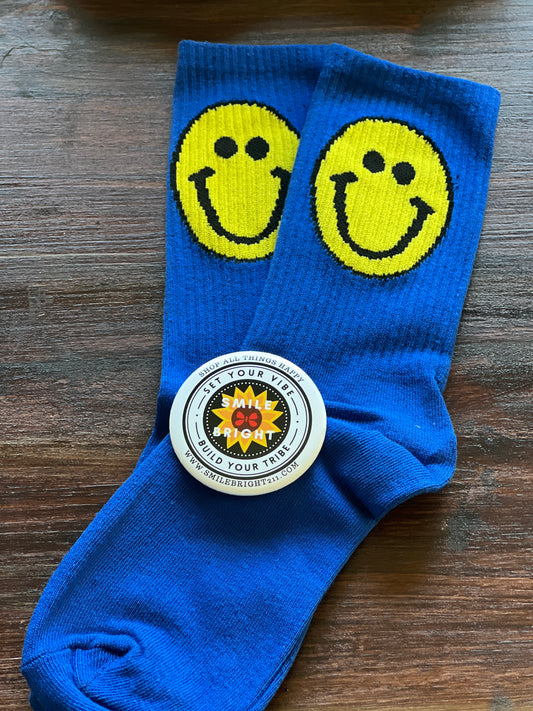 Blue Smiley Socks