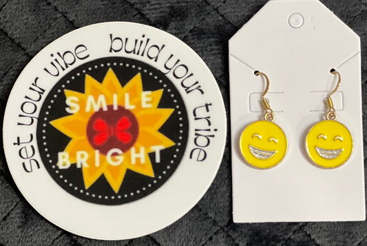 Smile Bright211 Handmade Earrings-Smile Bright Smiley