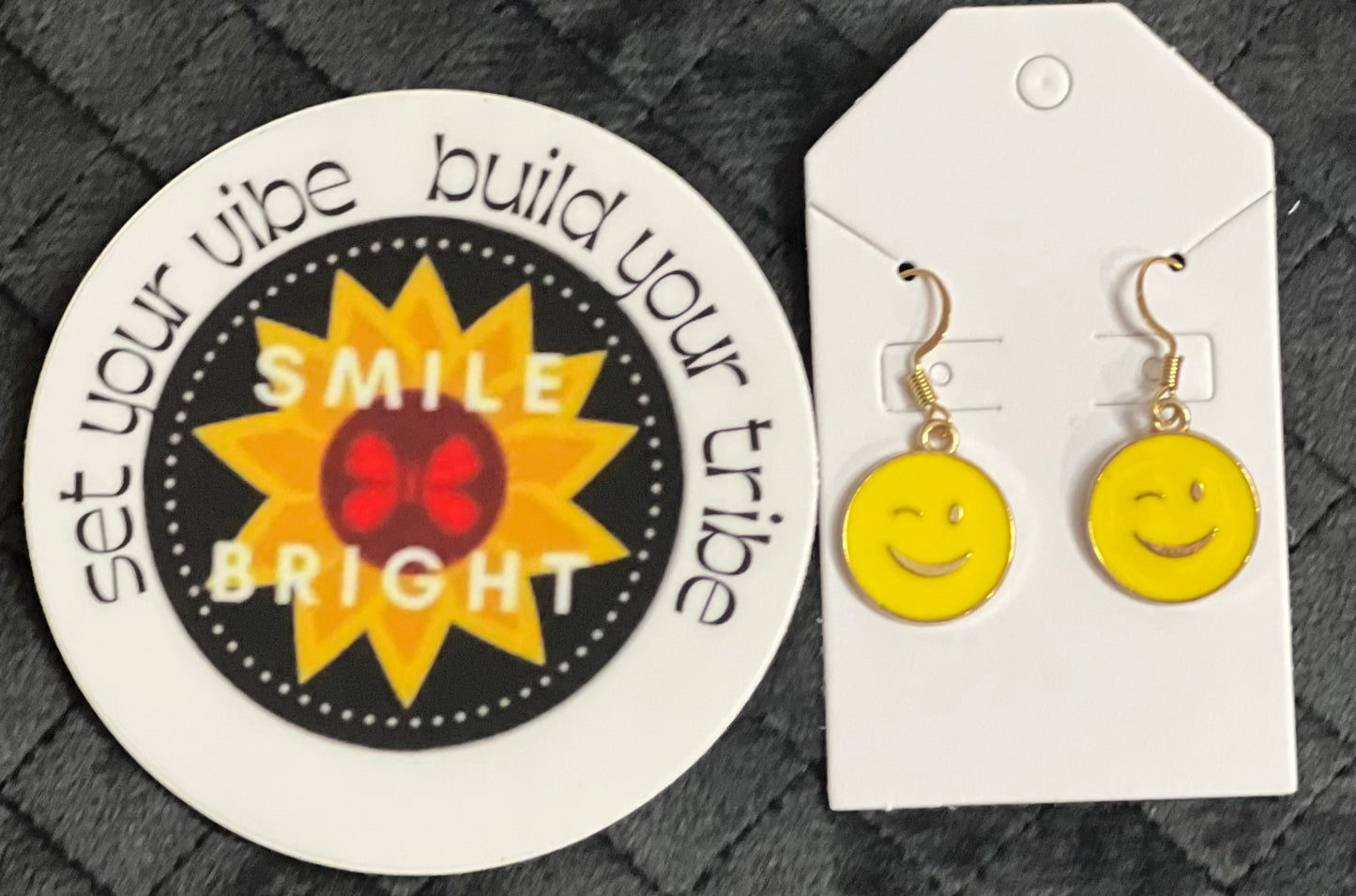 Smile Bright211 Handmade Earrings- Wink Smiley