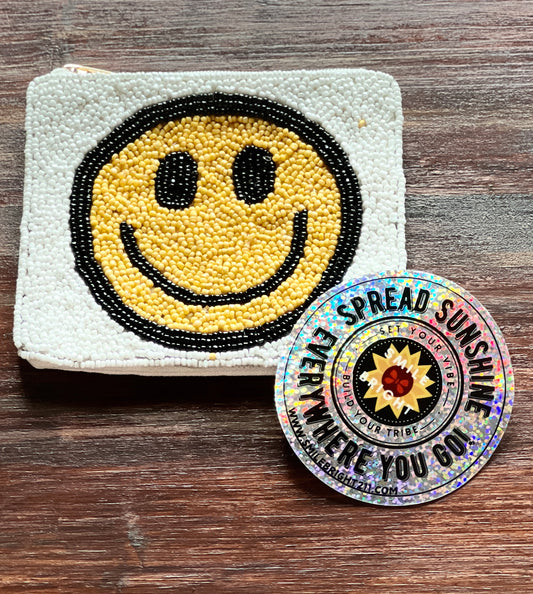 Seed Bead Smiley pouch